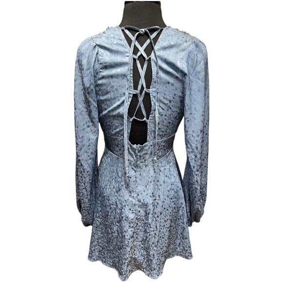 Evolutionary Apparel Dress L Jacquard Lace-Up Back Long Sleeve Cottagecore - Picture 3 of 4